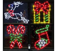 Pytopkto 4 PCS Christmas Window Silhouette Light Decorations with UK Plugs