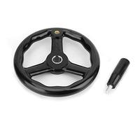 PYUDKLSMN 200mm Black Anti Slip Bakelite 3 Spoked Lathe Handwheel with Handle, Durable Machine Tool Hand Wheel for Precision Control, Non Slip Grip Design for Workshop and