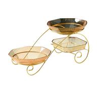 PYUDKLSMN 3 Layer Fruit Tray, Light Luxury Transparent Fruit Plate for Living Room Table, Multilayer Candy and Dried Fruit Dish with Stable Base for Home Party Decor (Yellow)