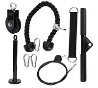 PYUDKLSMN 9Pcs DIY Fitness Equipment Set, Home Exercise Arm Strength Training Rope Pulley System with Loading Pin, Durable Nylon Cable for Forearm Grip Workout at Home or Gym