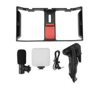 PYUDKLSMN Phone Live Streaming Kit, Wireless Smartphone Video Rig Kit with Fill Light Microphone Sound Cable Phone Cage Handheld Tripod for Vlog Live Selling Online Teaching