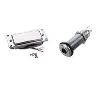 Pyugxab 1 Pcs 1/4 Inch Chrome Cylinder Flush Mount Jack & 1 Pcs Chrome Silver Mini LP Guitar Humbucker Pickup
