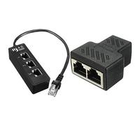 Pyugxab 1 Pcs RJ45 Male to 3 RJ45 Female Port Network Extender Cable Splitter & 1 Pcs 2 Port RJ45 Splitter Adapter