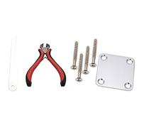 Pyugxab 1 Set Electric Guitar Neck Plate and Screws with 1 Set Guitar Fret Puller Protect Fretboard Steel Plate Kit