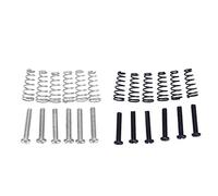 Pyugxab 12 Pcs Electric Guitar Tremolo Bridge String Saddles Mount Adjust Conical Spring and Screws, 6 Pcs Black & 6 Pcs Silver