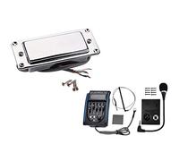 Pyugxab 1Pcs Chrome Silver Mini Lp Guitar Humbucker Pickup & 1Pcs 5 Bands Acoustic Guitar Pickup Eq Preamp Lcd Tuner Equalizer