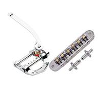 Pyugxab 1Pcs Guitar Vibrato Tailpiece Tremolo Flat Top Body Tremolo Unit Vibrato Bridge Silver & 1Pcs Tune-O- Electric Roller Saddle Bridge Lp Electric Guitar Bridge