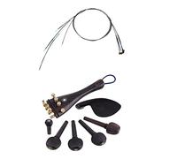 Pyugxab 1Set Steel Core E A D G Violin Strings for Full Size 4/4 & 4x A Natrual Ebony Wood 4/4 Violin Pegs, Chinrest Chin Rest