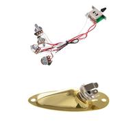 Pyugxab 1x Pots for Strat Guitar PreWired 1 Volume 2 Tone Control 5 Way Switch 3-500K & 1Pc Boat Output Input Jack Plate Sockets