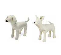 Pyugxab 2 Pcs Leather Dog Mannequins Standing Position Dog Models Toys Pet Animal Shop Display Mannequin White, S & M