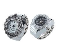 Pyugxab 2 Pcs Men Lady Finger Ring Watch Alloy Unisex Watch, A & B