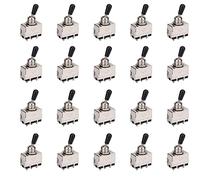 Pyugxab 20Pc Guitar 3 Way Toggle Switch, Metal Enclosed 3 Way Selector Switch with Black Tip Knob Replacement Part