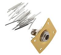 Pyugxab 24Pcs Guitar Fret Wire Fretwire Set 2.2mm & 1x Square Style Jack Plate Guitar Bass Jack 1/4 Output Input Jack Socket