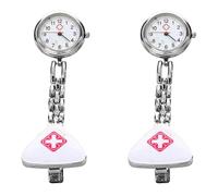 Pyugxab 2X Clip Nurse Doctor Pendant Pocket Quartz Watch Triangle Nurse's Table