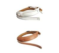 Pyugxab 2x Leather and Metal Buckle Electric Guitar Strap Belt Shoulder Pad Adjustable Guitar Straps-White Color & Brown Color