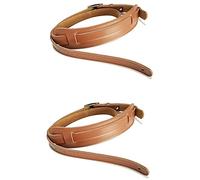 Pyugxab 2X Leather and Metal Buckle Electric Guitar Strap Belt Shoulder Pad Adjustable Vintage Guitar Straps-Brown Color