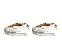 Pyugxab 2X Leather and Metal Buckle Electric Guitar Strap Belt Shoulder Pad Adjustable Vintage Guitar Straps-White Color