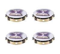 Pyugxab 4pcs 10 Inch Wooden Tambourine Pigeon Bible Music Percussion Instrument Tambourine Double Tambourine