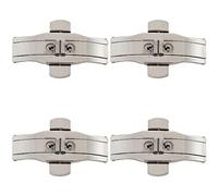 Pyugxab 4X Double Push Button Butterfly Clasp Buckle Silver for 21mm Watch Band Strap