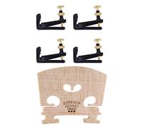 Pyugxab 5 Pcs Violin Accessories: 1 Pcs Adjustable Violin Bridge Maple,4/4 Size Violin Fitted Bridge Parts for 4/4 Size Violin & 4 Pcs 3/4-4/4 Violin Fine Tuner String Plate