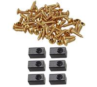 Pyugxab 50 Pieces Guitar Bass Screws Parts for Scratchplates Pickguard, Gold & 6 Pieces Guitar Tremolo Bridge Saddle Clamp Pressure Lock String Insert Metal Block