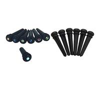 Pyugxab 6x Ebony Guitar Bridge Pins,Ebony End Pin (Black) & 6 Pcs Guitar Family Natural Ebony Folk Acoustic Guitar Bridge Pins