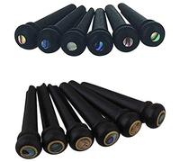 Pyugxab 6x Ebony Guitar Bridge Pins,Ebony End Pin,Endpin,Abanlone Dot (Black) & 6Pcs Black Ebony Guitar Bridge Bone Pins