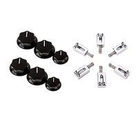 Pyugxab 6x Electric Guitar Bridge Saddles Flat Set & 6Pcs Control Knob Volume Audio Control Knobs for Electric Guitar
