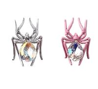 Pyugxab Finished Product Spider Ornaments Retro Alloy Studded Manicure Decoration Silver & Pink
