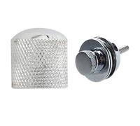 Pyugxab Flat Chrome Strap Lock for Electric Guitar with 4X Guitar Dome Control Knobs for Tele Replacement, Silver