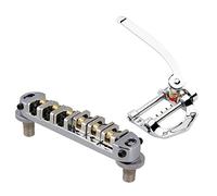 Pyugxab Roller Saddle Bridge with Posts and Spanner for Electric Guitar Silver & Guitar Vibrato Tailpiece Tremolo Flat Top Body Tremolo Unit Vibrato Bridge f(Silver)