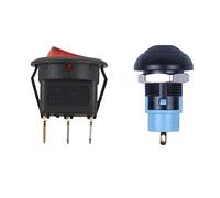 Pyugxab Toggle Switch Bipolar ON Off Red 3 Pin 20mm & On-Off Latching Waterproof 12mm Push Button Switch SPST 2A IP67, Black