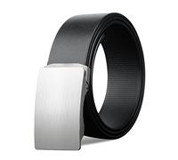 PYWJGZSX Belt, Men's Belt, Men's Leather Ratchet Casual Belt, Stainless Steel Buckle, Automatic Buckle Belt/Black/120Cm/47.3''