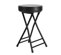 PYWJGZSX Folding Stool,Stool,Folding Bar Stool with Upholstery,Foldable Round Kitchen High Chair with Footstool,Indoor Outdoor Portable Counter High Chair/Black/25Inch/63Cm