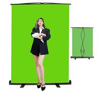 PYXEL STUDIO Green Screen, 1.5x2m Collapsible Chromakey Panel for Photo Studio Video, Wrinkle-Resistant Pull Up Green Screen, Removal with Auto-Locking Cushion Frame, Aluminum Case, Ultra-Quick Setup