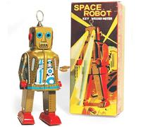 PYXEL STUDIO Ms403 Gold Tin Toy Space Robot.It Sparks Yoshiya Sparky Vintage Windup Replica