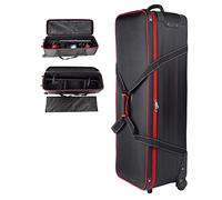 PYXEL STUDIO Photo Studio Equipment Trolley Carrycase Bag, Straps Padded Compartment Wheel, Portable Light Stand Tripod Strobe Flash Umbrella Background & Accessories, 107.5x37x35cm, Red (KCX-01 RED)