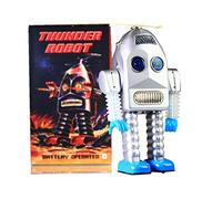 PYXEL STUDIO Tr2015 Tin Toy Thunder Robot Battery Operated Space Toy New Retro Silver