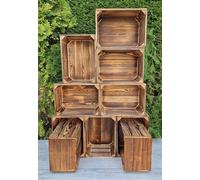 PYXIDAS Amazing Wooden Crates Burnt Effect - Unique Style and Functionality for Your Home. Perfect for Storage and Interior Decoration. (Burnt Effect 10 Crates, 35x25x19)