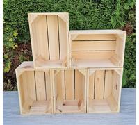 PYXIDAS Rustic Wooden Storage Crates - Durable Handmade Boxes for Home, Kitchen or Office - Decorative Organizer for Books, Plants, Shoes - Ready to Use (Natural 5 crates, 30x20x15)
