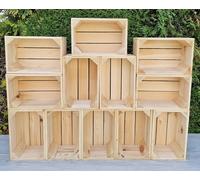 PYXIDAS Rustic Wooden Storage Crates - Durable Handmade Boxes for Home, Kitchen or Office - Decorative Organizer for Books, Plants, Shoes - Ready to Use (Natural 12 crates, 30x20x15)