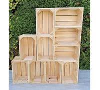 PYXIDAS Rustic Wooden Storage Crates - Durable Handmade Boxes for Home, Kitchen or Office - Decorative Organizer for Books, Plants, Shoes - Ready to Use (Natural 10 crates, 30x20x15)