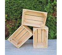 PYXIDAS Rustic Wooden Storage Crates - Durable Handmade Boxes for Home, Kitchen or Office - Decorative Organizer for Books, Plants, Shoes - Ready to Use (Natural 3 crates, 30x20x15)