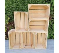 PYXIDAS Rustic Wooden Storage Crates - Durable Handmade Boxes for Home, Kitchen or Office - Decorative Organizer for Books, Plants, Shoes - Ready to Use (Natural 6 crates, 30x20x15)