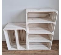 PYXIDAS Solid And Strong Storage Wooden Crates With shelf, Fruit Boxes Storage Boxes Perfect For Home Decor In Grey, White Color Record Crate (White long white shelf, 2 Crates)