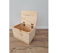 PYXIDAS Wooden Crates with Lid and Silent Closing Hinge - Perfect for Stylish Storage. Crafted from Durable Wood, Combining Strength and Elegance for Any Space. (Natural, 40x30x27)