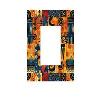 Pyxmyqiu Decorative Outlet Covers Ethnic Orange And Blue Geometric 1 Gang Single Rocker GFCI Wall Plates Electrical Switch Plate Cover Light Switch Cover Plate for Farmhouse Home Decor