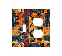 Pyxmyqiu Outlet Covers Ethnic Orange And Blue Geometric 1 Toggle 1 Duplex Switch Plate Covers Decorative Wall Plate Socket Cover Electrical Light Switch Cover Plate For Bedroom Kitchen Decor