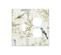 Pyxmyqiu Outlet Covers Flower Green Leaves And Blue Birds 1 Toggle 1 Duplex Switch Plate Covers Decorative Wall Plate Socket Cover Electrical Light Switch Cover Plate for living Room Bathroom Decor