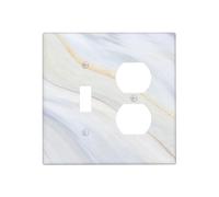 Pyxmyqiu Outlet Covers White Marble Texture With Gold 1 Toggle 1 Duplex Switch Plate Covers Decorative Wall Plate Socket Cover Electrical Light Switch Cover Plate for Bathroom Office Decor